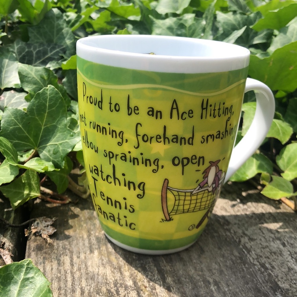 History And Heraldry "Ace Tennis fanatic" Mug/Cup Fine Porcelain 4" Green